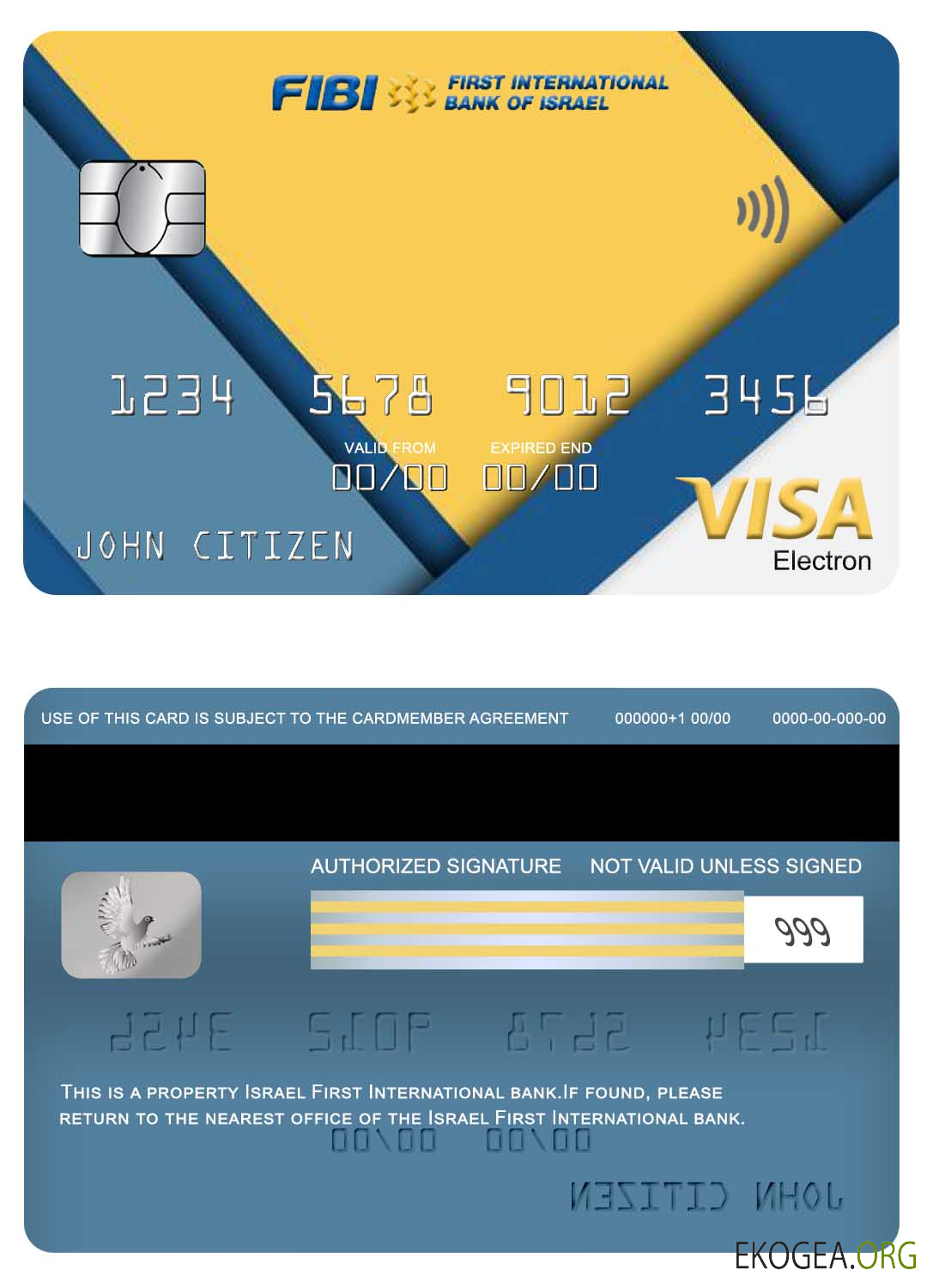 Carte électronique visa Israel First International Bank